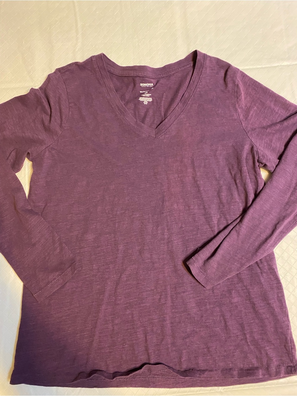 Sonoma Long Sleeve V-Neck Top - Plum medium